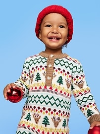 Image number 4 showing, Long-Sleeve Sweater-Knit Henley One-Piece for Baby