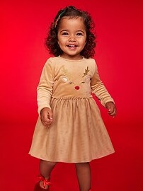 Image number 4 showing, Long-Sleeve Fit and Flare Velour Holiday Tutu Dress for Baby
