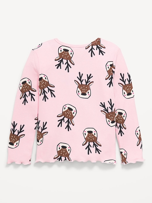 Image number 2 showing, Printed Long-Sleeve Ribbed Top for Toddler Girls