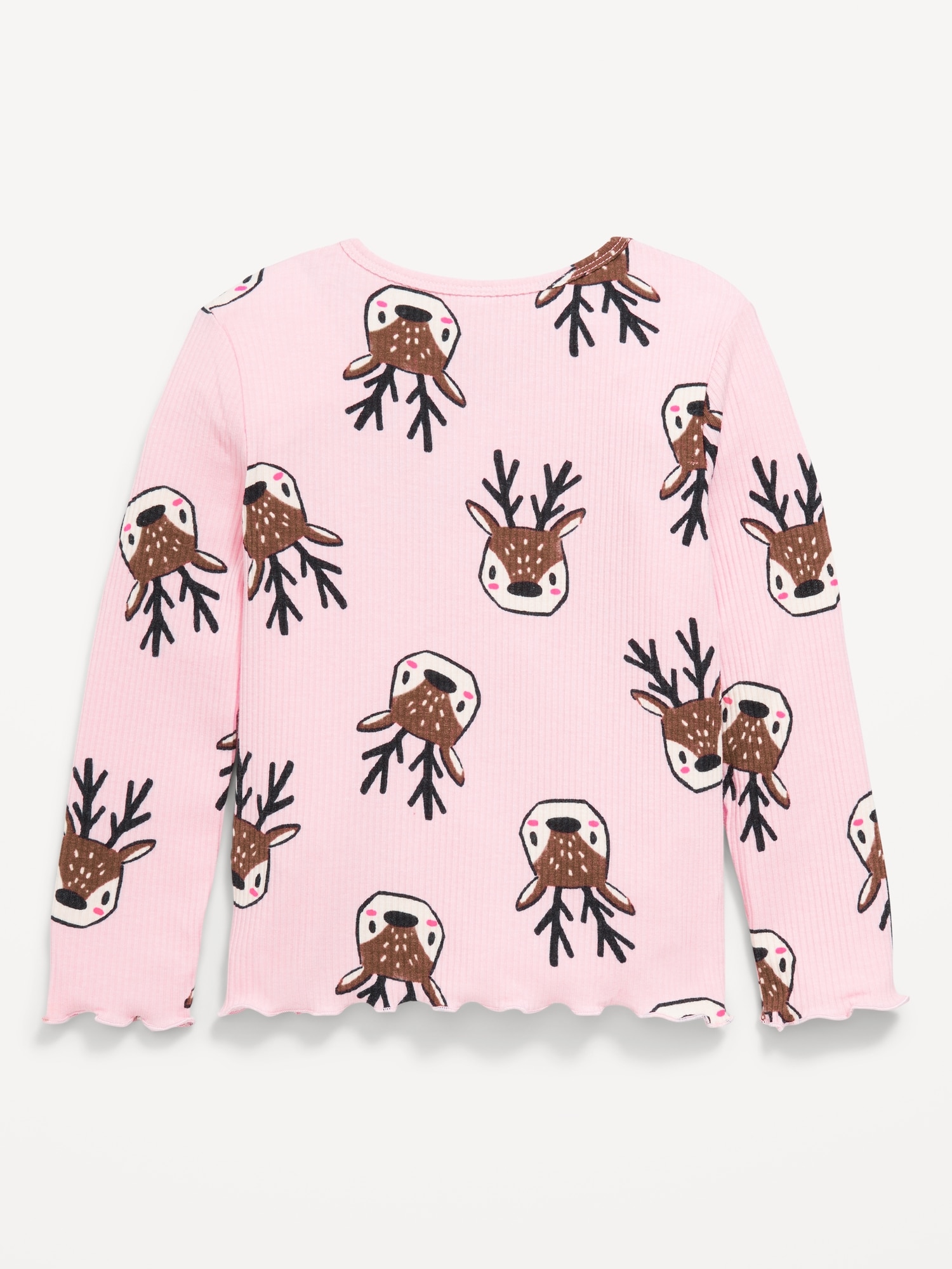 Printed Long-Sleeve Ribbed Top for Toddler Girls