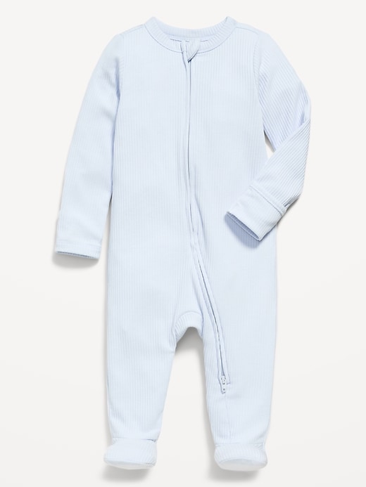 Image number 1 showing, 2-Way-Zip Sleep & Play Ribbed Footed One-Piece for Baby