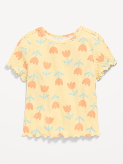 Image number 1 showing, Printed Short-Sleeve Lettuce-Edge T-Shirt for Toddler Girls
