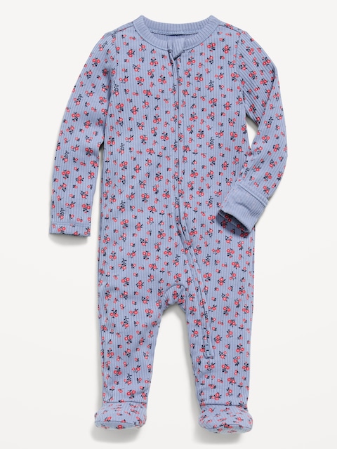 Ribbed 2-Way-Zip Sleep & Play Footed One-Piece for Baby
