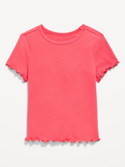 Short-Sleeve Lettuce-Edge T-Shirt for Toddler Girls