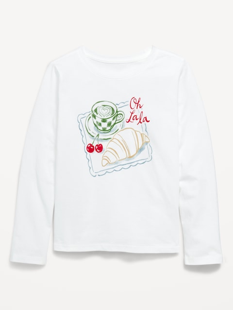 Long-Sleeve Graphic T-Shirt for Girls - White Lilies