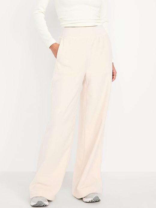 Image number 1 showing, Extra High-Waisted Microfleece Wide-Leg Sweatpants