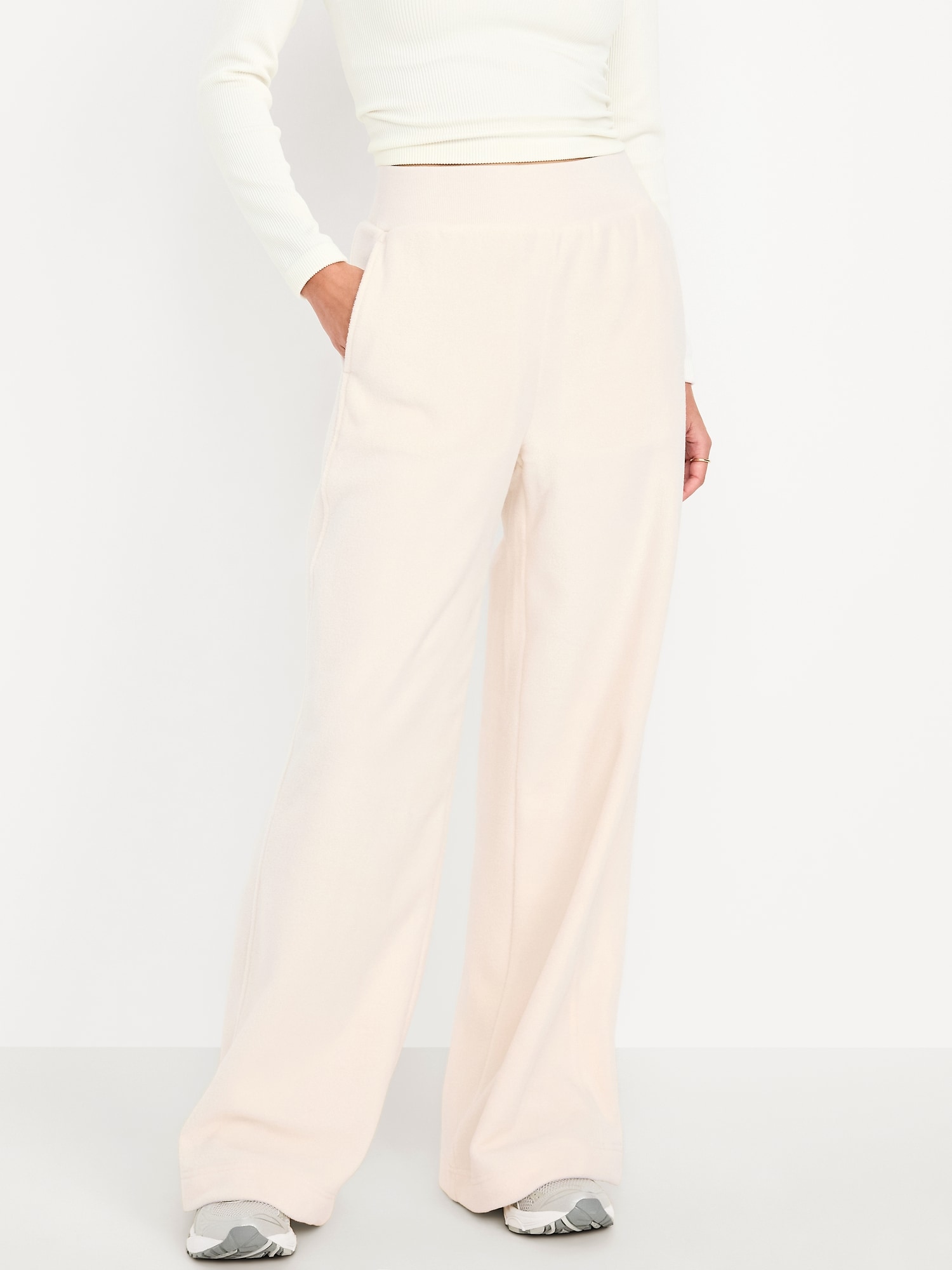Extra High-Waisted Microfleece Wide-Leg Pants