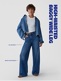 Image number 2 showing, High-Waisted Baggy Wide-Leg Jeans