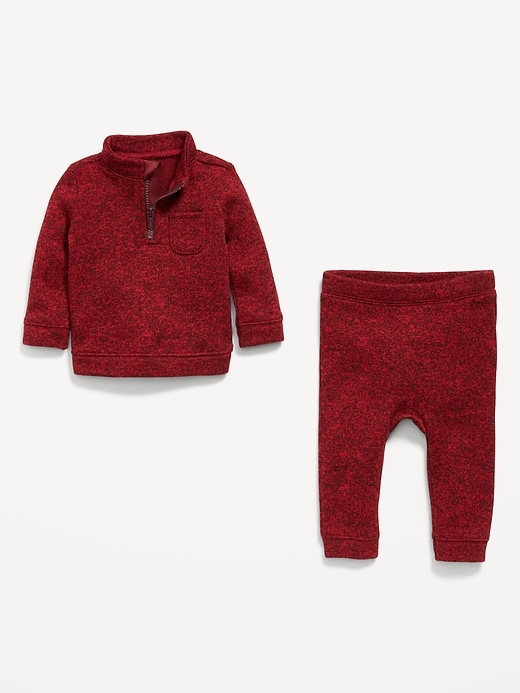 Image number 2 showing, Sweater-Fleece Half-Zip and Pants Set for Baby