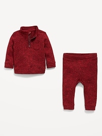 Image number 2 showing, Sweater-Fleece Half-Zip and Pants Set for Baby