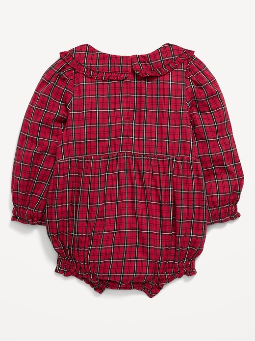 Image number 2 showing, Long-Sleeve Plaid Collared One-Piece Romper for Baby