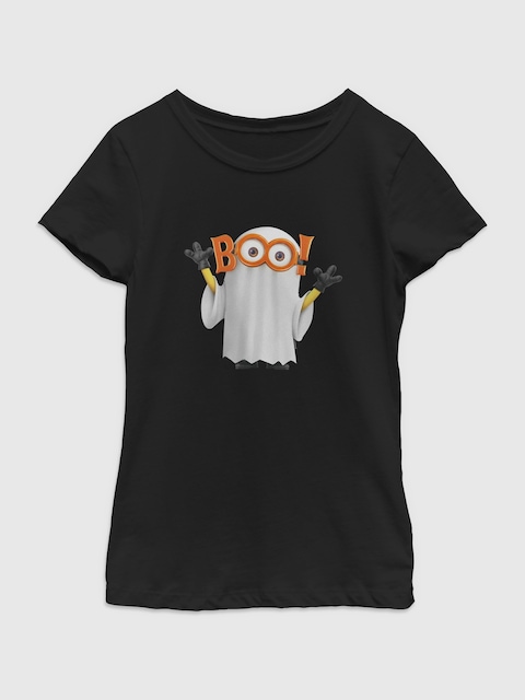 Minions Halloween Ghost Graphic T-Shirt for Girls - Black