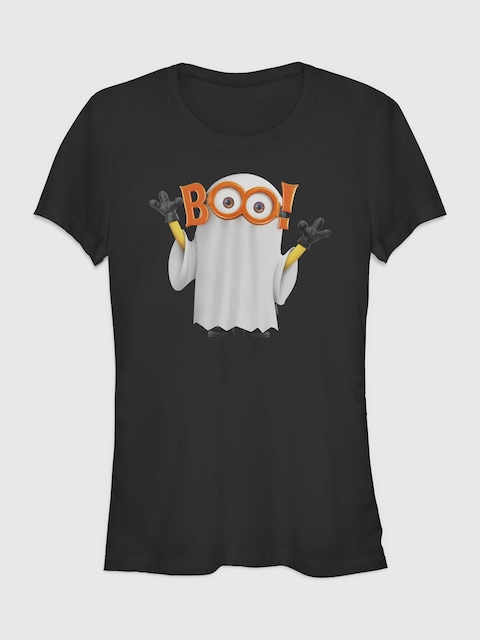 Minions Halloween Ghost Graphic T-Shirt - Black