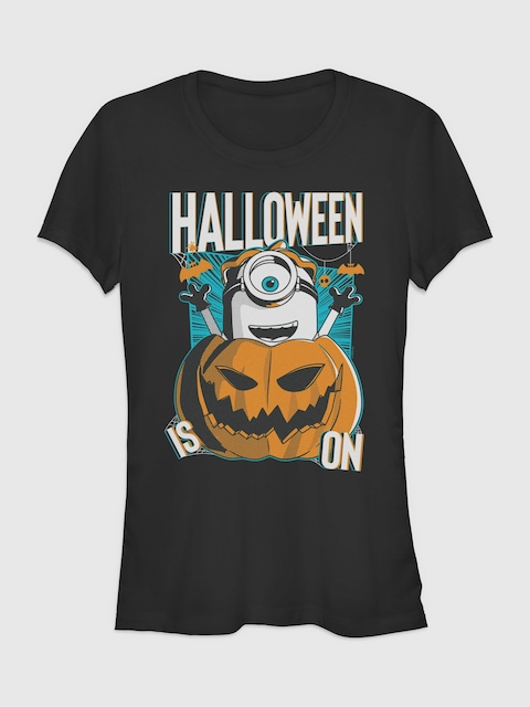 Minions Halloween Is On Graphic T-Shirt - Black