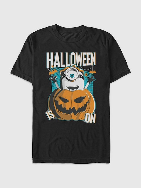 Minions Halloween Is On Graphic T-Shirt - Black
