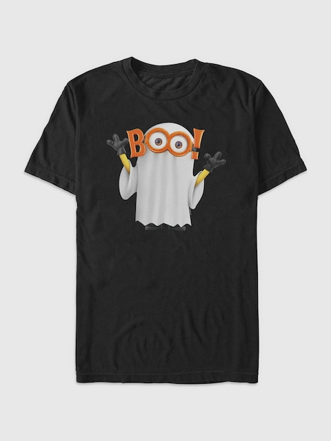 Minions Halloween Ghost Graphic T-Shirt - Black
