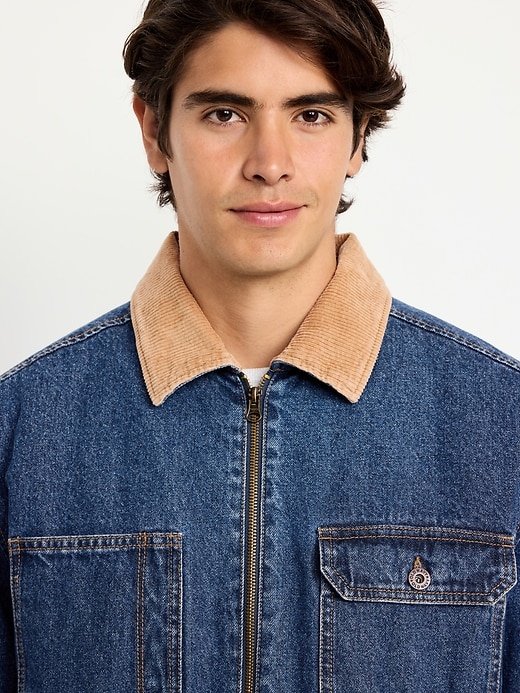 Image number 6 showing, Sherpa-Lined Workwear Zip Jean Jacket