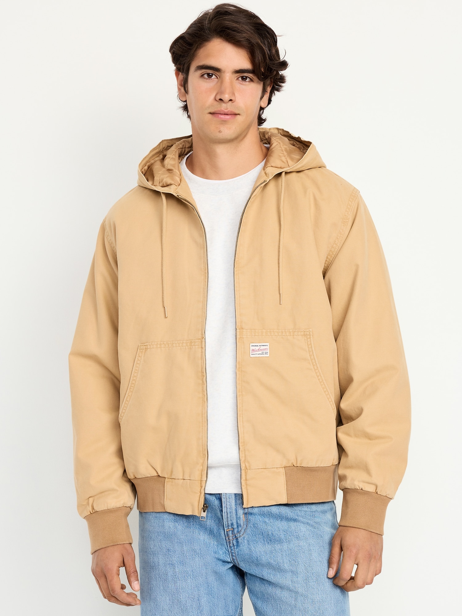 Oversized Canvas Full-Zip Hoodie