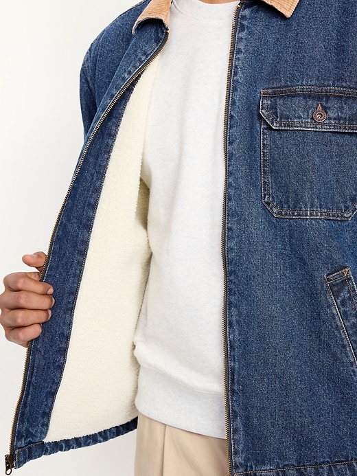 Image number 5 showing, Sherpa-Lined Workwear Zip Jean Jacket