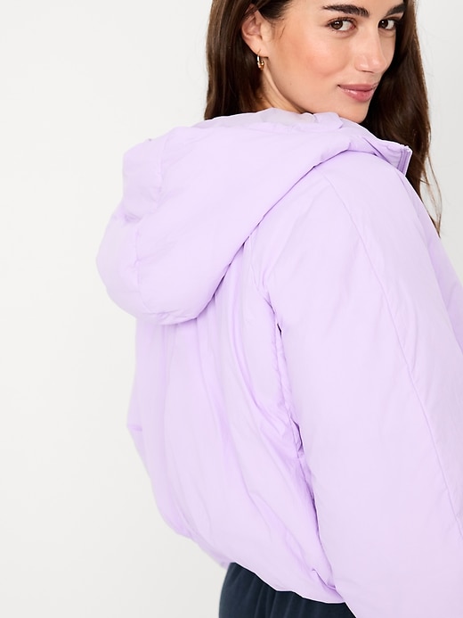 Image number 5 showing, Water-Resistant Cropped Zip Puffer Jacket