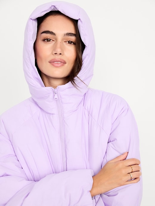 Image number 4 showing, Water-Resistant Cropped Zip Puffer Jacket