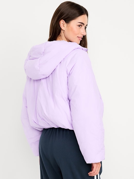 Image number 2 showing, Water-Resistant Cropped Zip Puffer Jacket