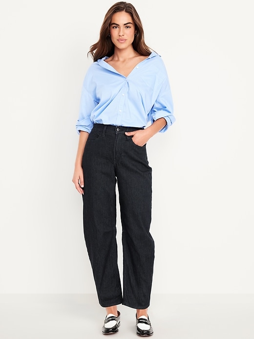 High-Waisted Barrel Ankle Jeans