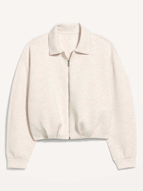 Bounce Fleece Oversized Bomber Jacket - Oatmeal Heather