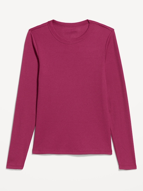 Snug Long-Sleeve Crew-Neck T-Shirt - Magenta Lacquer