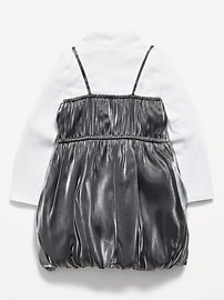 Image number 2 showing, Mock-Neck Top and Satin Bubble Dress Set for Toddler Girls