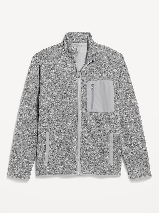 Image number 1 showing, Sherpa-Lined Fleece-Knit Jacket