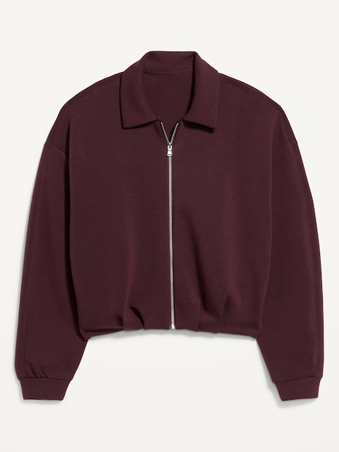 Bounce Fleece Oversized Bomber Jacket - Dark Sepia