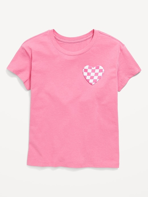 Image number 1 showing, Softest Short-Sleeve Heart-Pocket T-Shirt for Girls