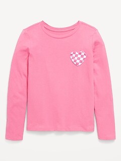 Softest Long-Sleeve Heart-Pocket T-Shirt for Girls