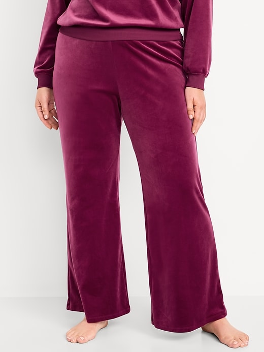 Image number 7 showing, High-Waisted Velour Flare Lounge Pants