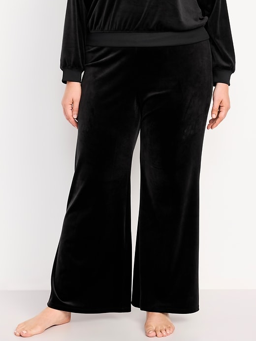 Image number 7 showing, High-Waisted Velour Flare Lounge Pants