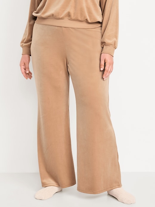 Image number 7 showing, High-Waisted Velour Flare Lounge Pants