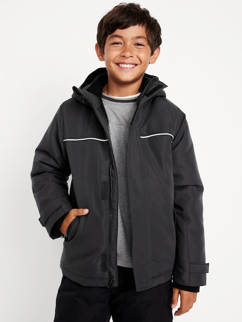 Water-Resistant 2-In-1 Snow Jacket for Boys - Black Jack