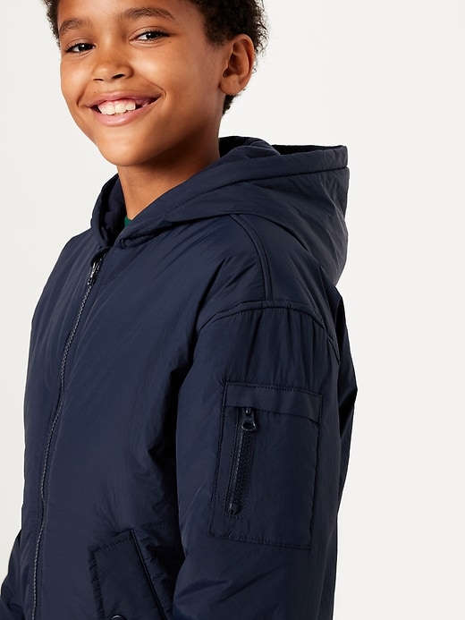 Image number 4 showing, Water-Resistant Hooded Bomber Jacket for Boys