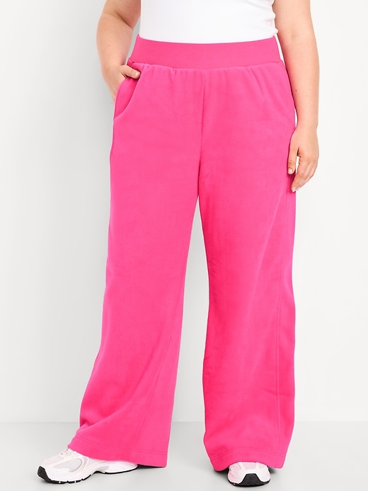 Image number 4 showing, Extra High-Waisted Microfleece Wide-Leg Pants