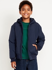 Image number 1 showing, Water-Resistant Hooded Bomber Jacket for Boys