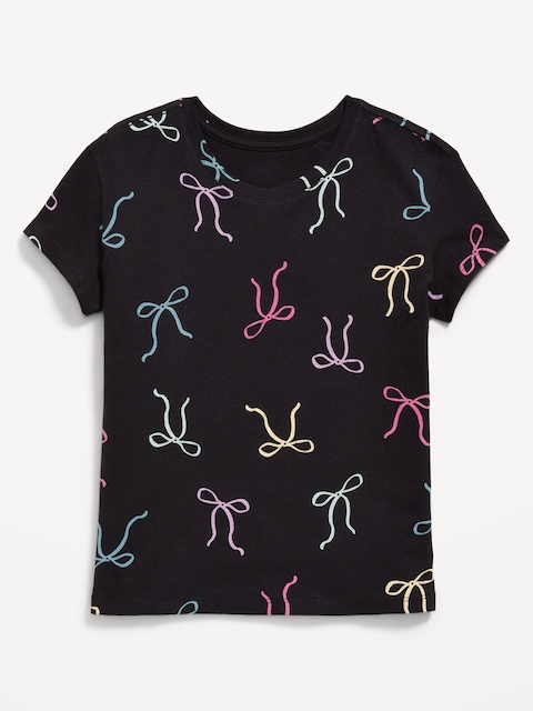 Softest Printed Short-Sleeve T-Shirt for Girls - Bows