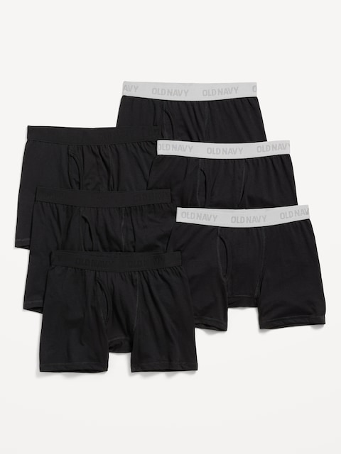 Solid Boxer-Brief Underwear 6-Pack for Boys - Black Jack