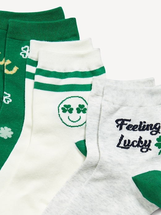 Image number 2 showing, Novelty Quarter Crew Socks 3-Pack for Women