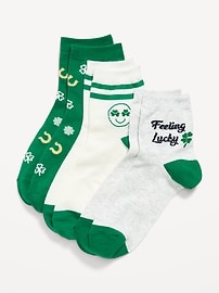 Image number 1 showing, Novelty Quarter Crew Socks 3-Pack for Women