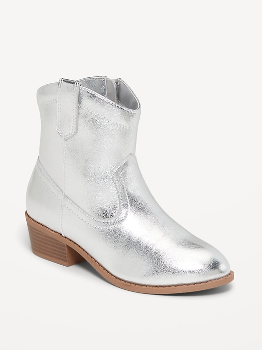 Image number 1 showing, Shiny Side-Zip Western Booties for Girls