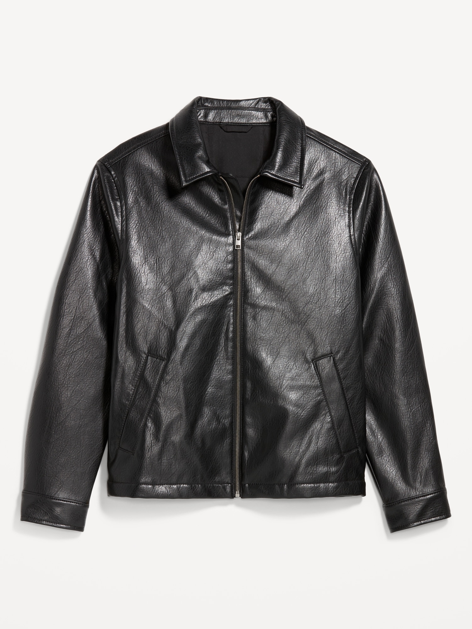 Faux-Leather Harrington Jacket