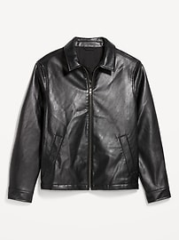 Image number 1 showing, Faux-Leather Harrington Jacket