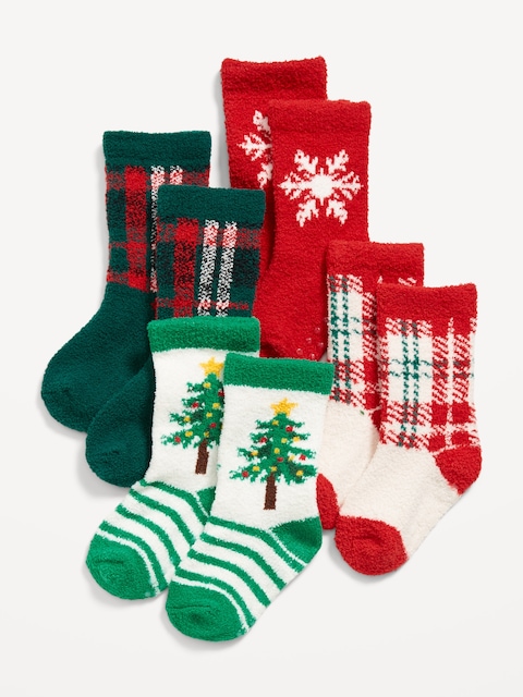 Unisex Holiday Cozy Socks 4-Pack for Toddler & Baby
