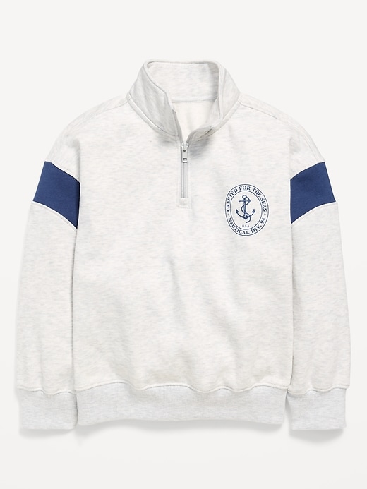 Image number 1 showing, Oversized Graphic Quarter-Zip Sweatshirt for Boys
